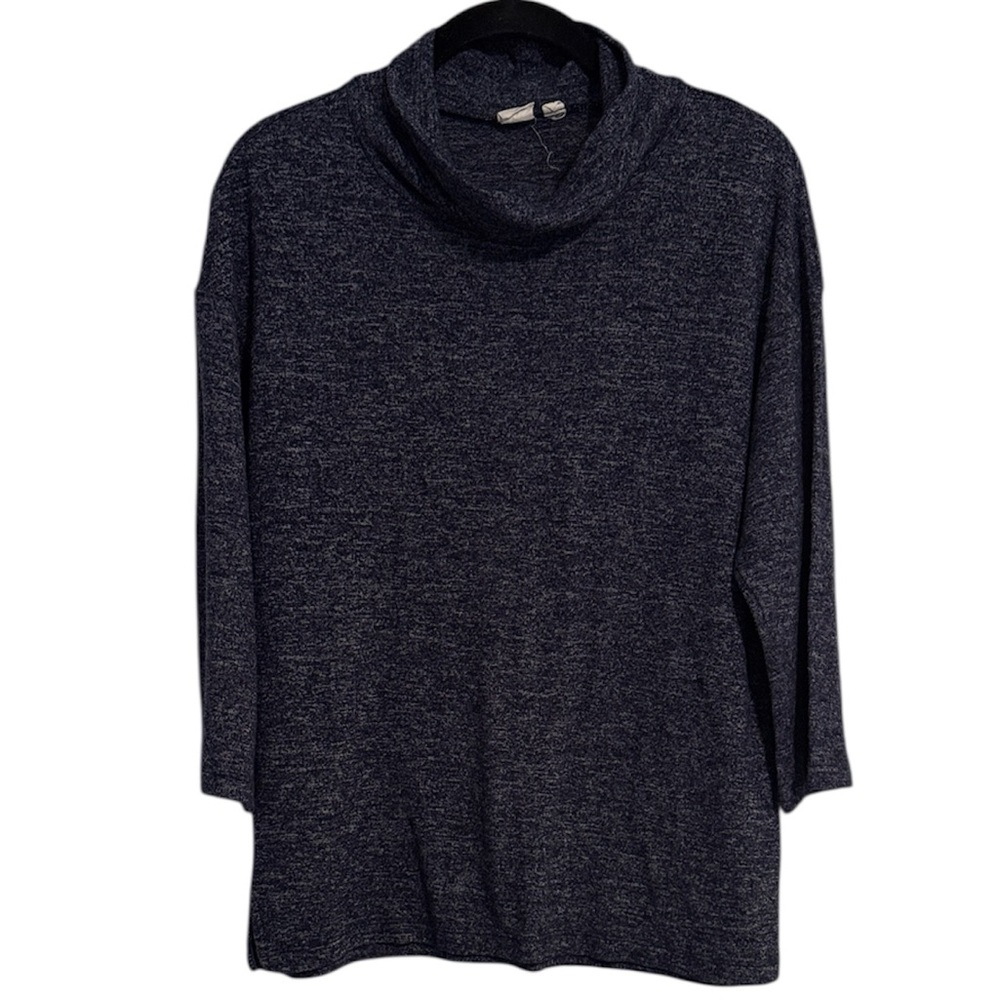 🖤 Gap Heathered Navy Blue 3/4 Sleeve Cowl Neck Lightweight Sweater